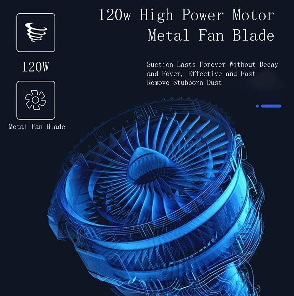 Handheld Vacuum, Hand Vacuum 120W/4500pa Vacuum Wet/Dry Handheld Vacuum Cordless Portable Vacuum Cleaner for Pet Hair, Home, and Car Cleaning Energy-Saving and Silent (Color : Blue)