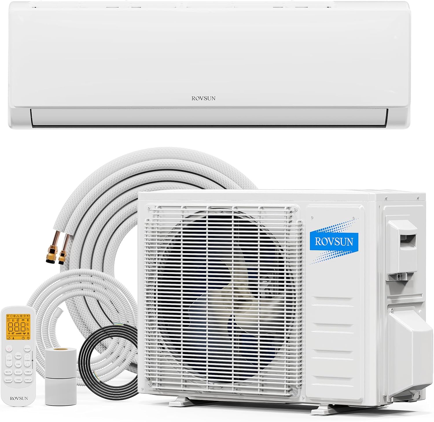 ROVSUN 24000 BTU Mini Split AC/Heating System with Inverter, 21 SEER2 Energy Saving 230V Ductless Split-System Air Conditioner with Pre-Charged Condenser, Heat Pump, Remote Control & Installation Kit