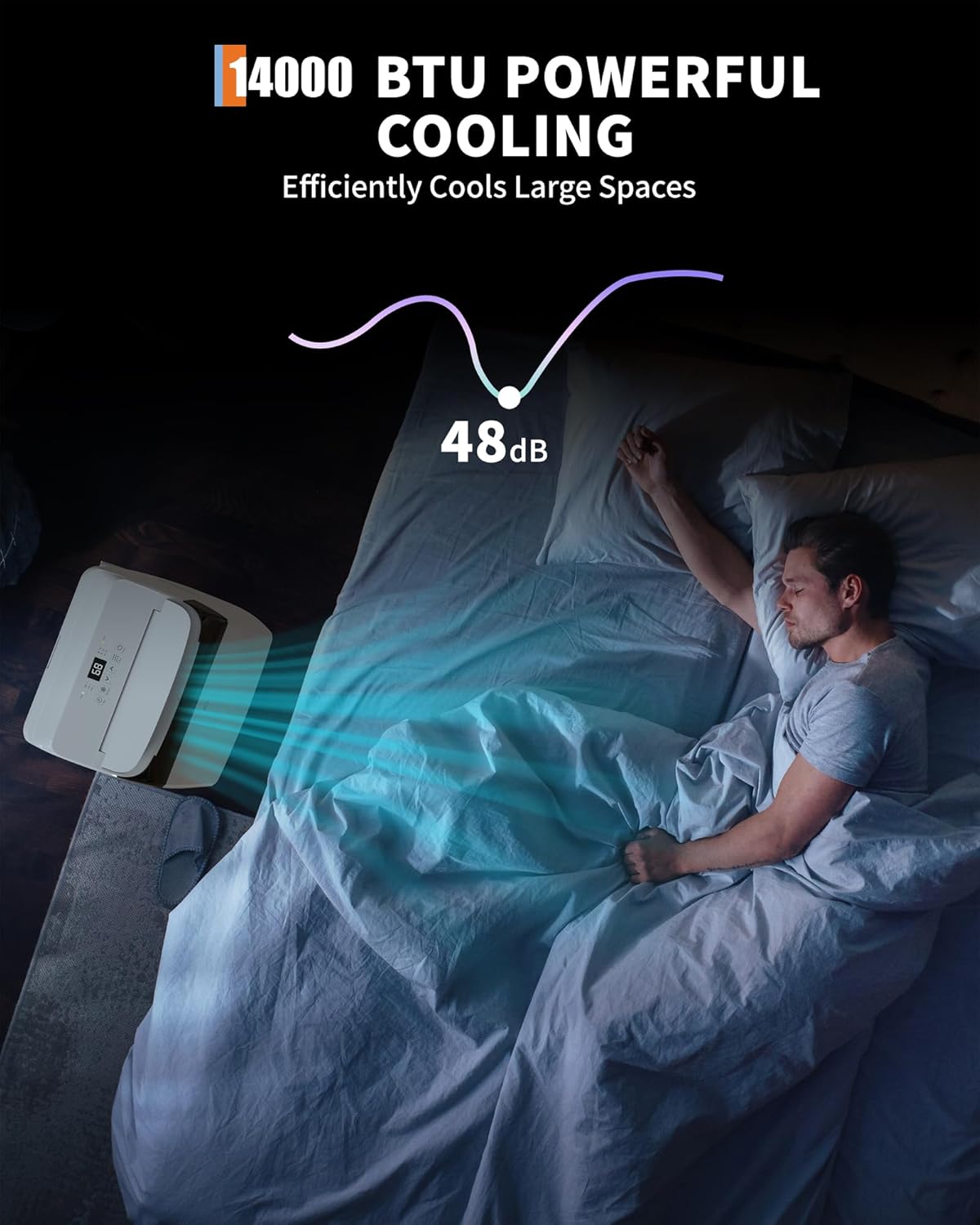 14,000 Btu Air Conditioners Cooling Up to 750 Sq.Ft, 3-In-1 Portable Air Conditioner with Cooling, Dehumidification & Fan Modes Remote Control, Timer, Ultra-Quiet Operation for Home, Office