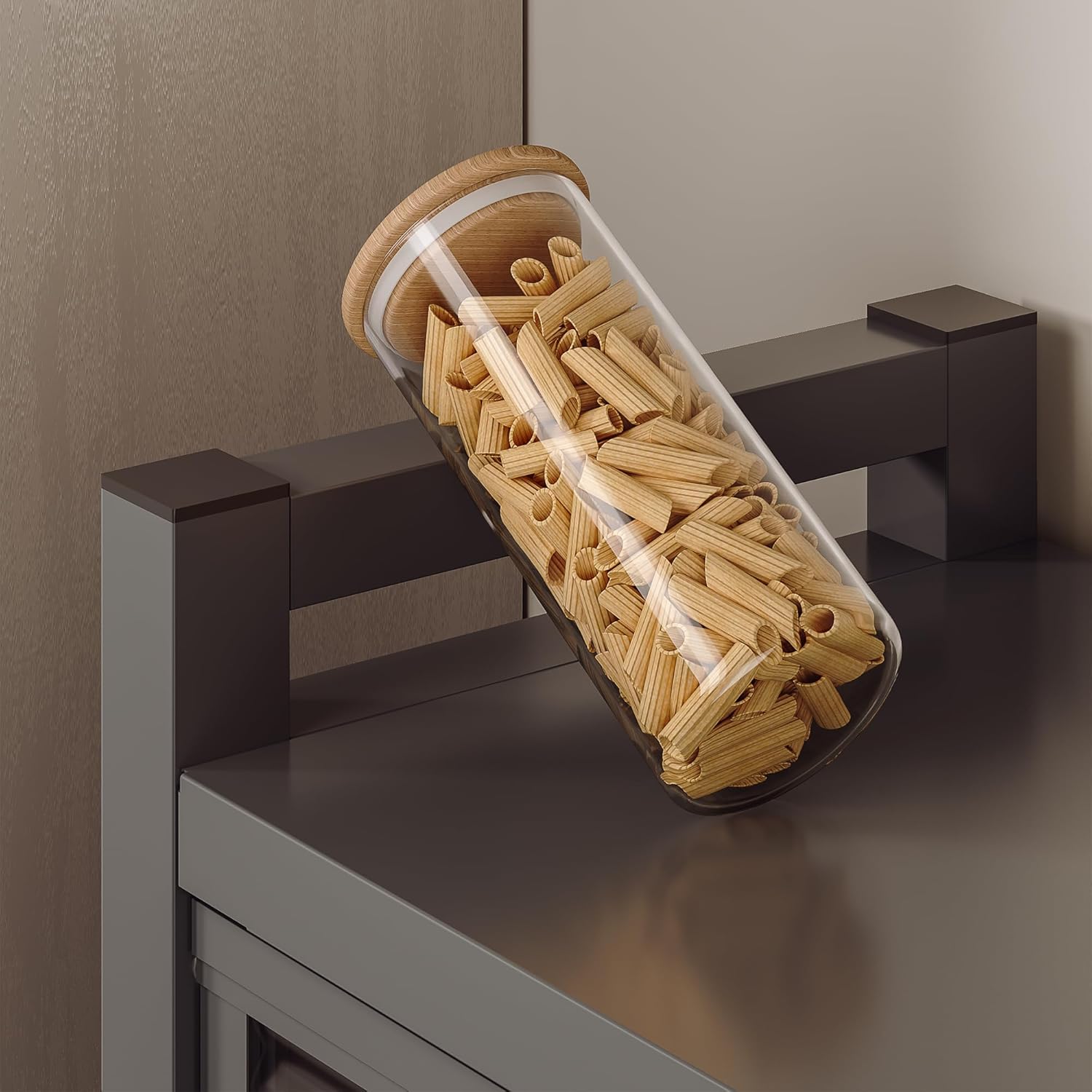 65'' Kitchen Pantry Storage Cabinet, Storage & Microwave Oven Countertop, Pantry Cabinets with 3 Doors and 4 Layers Hole Plate Versatile Storage for Kitchen, Living Room, Dining Room