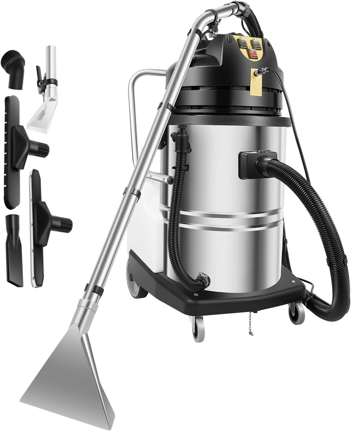 60L/16Gal Commercial Carpet Cleaner, 3 in 1 Multi-Purpose Floor Cleaning Machine, Stainless Steel Heavy Duty Extractor, Vacuum Washing Machine, 2110W Powerful Sofa Curtain Carpet Cleaning Machine