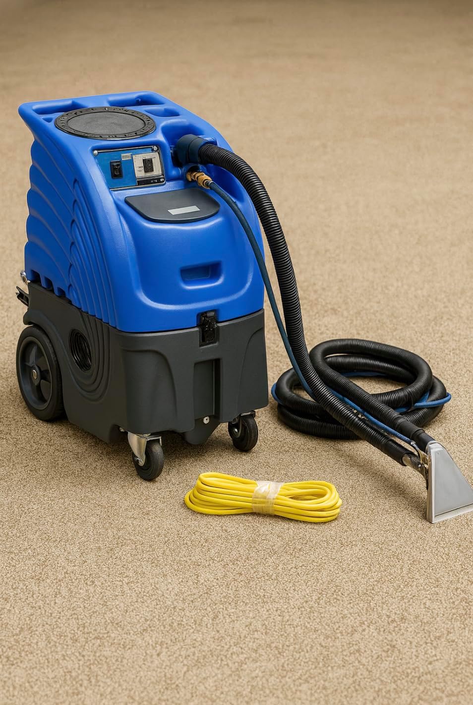 Cold Water Carpet Extractor – 6 Gallon, 100 PSI, Single 3-Stage Motor, 15' Hoses, 4