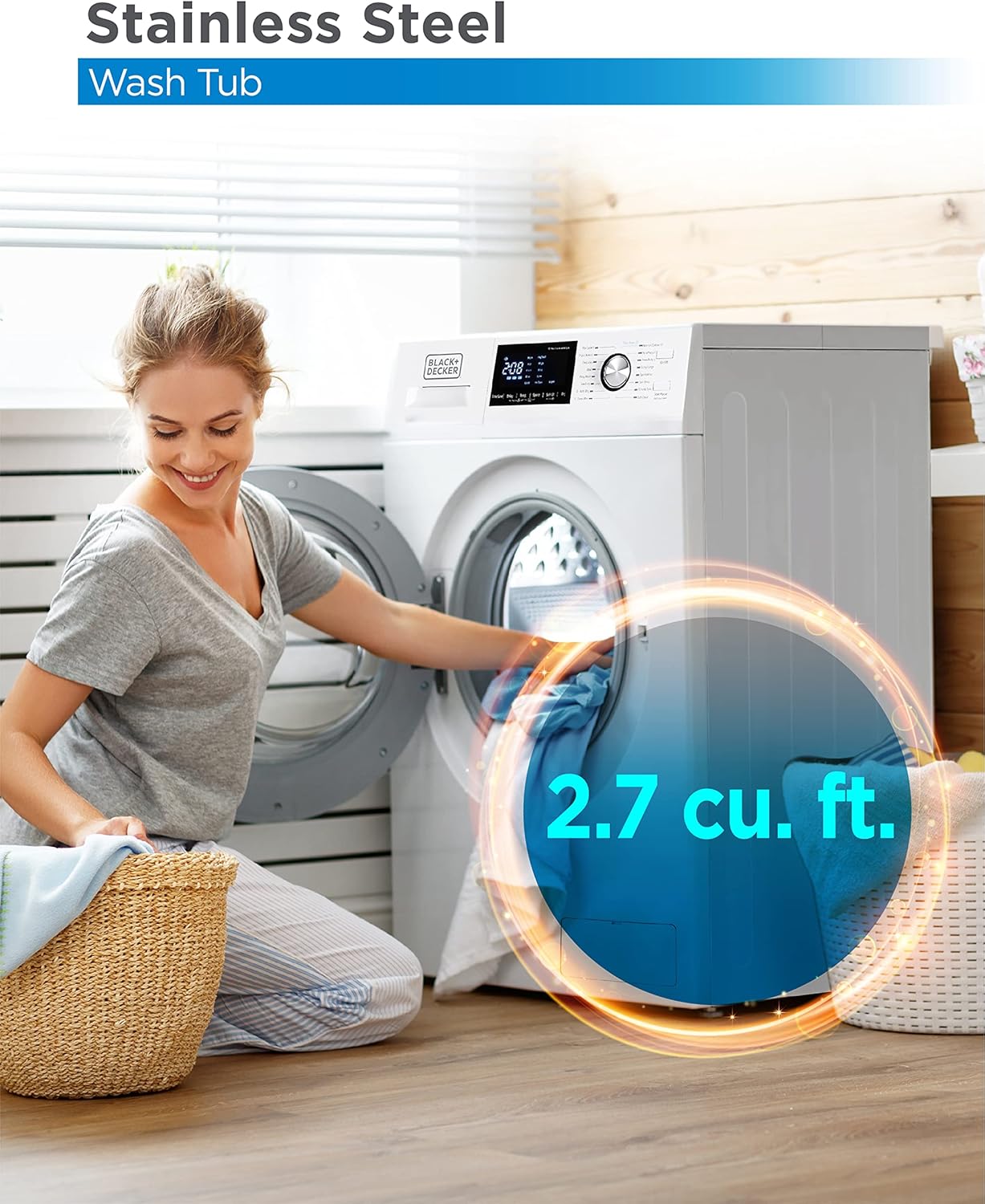 BLACK+DECKER Washer and Dryer Combo, 2.7 Cu. Ft. All In One Washer and Dryer with LED Display & 16 Cycles