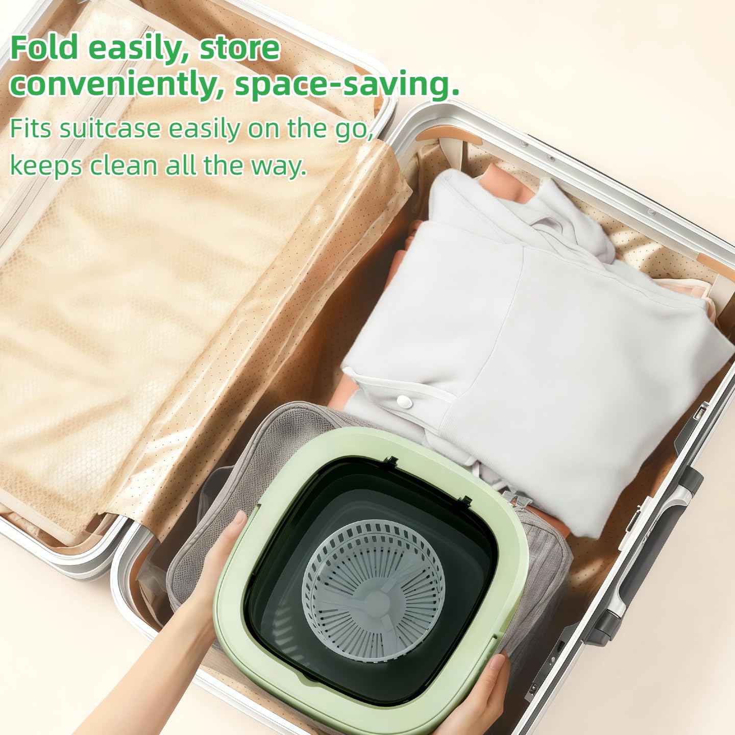 Portable Washing Machine,Mini Washer,16L Upgrade Mini Laundry Machine with Spin Basket,Deep Clean Baby Clothes,Underwear,Socks,Small Pet clothes; Ideal for RV, Dorm, Camping(Green)