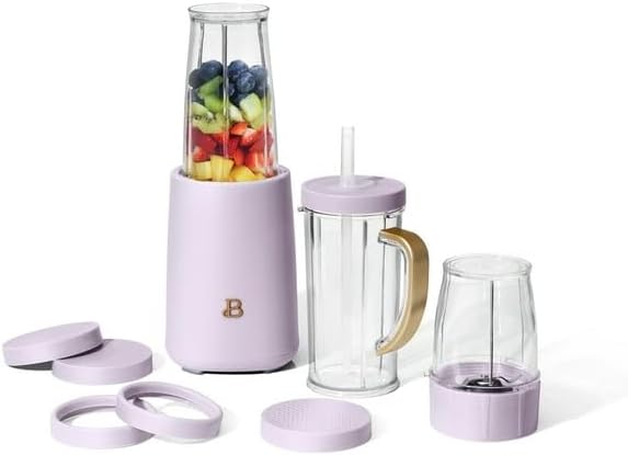 Personal Blender Set With 12 Pieces, 240 W, Lavender By Drew Barrymore, Jars And Lids Are BPA-Free And Dishwasher Safe