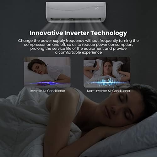 KOTEK 12000 BTU Mini Split AC/Heating System, 20 SEER2 Inverter Ductless AC Unit, Cools Up to 750 Sq. Ft, Wall Mounted Air Conditioner with Heat Pump & Installation Kit (12000BTU, 115V, 20 SEER2)