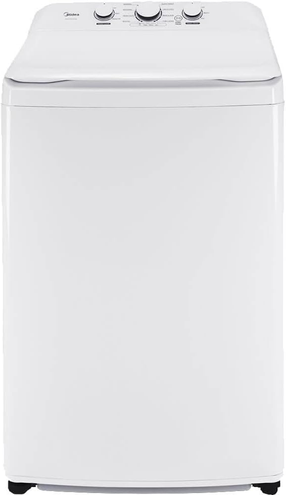 Midea White Top Load Washer and Dryer Pair 3.9 Cu Ft High Efficiency Washer and 6.7 Cu Ft Electric Dryer Bundle with 8 Cycles 4 Temperature Settings Dryer Vent Power Cable and 12 Month CPS Plan