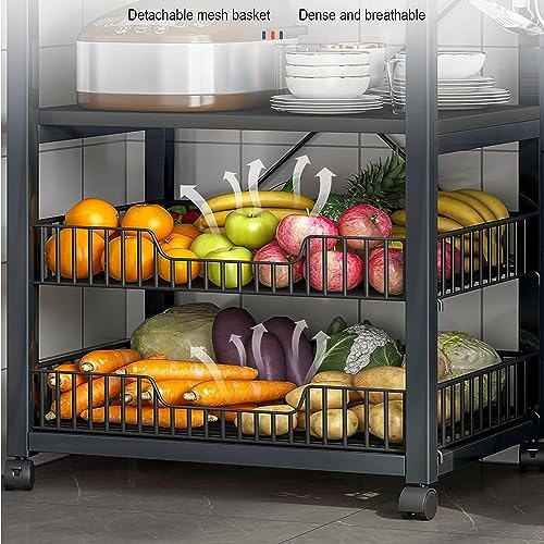 Microwave Stand Microwave Shelf Kitchen Storage Kitchen Baker Rack Utility Storage Shelf Microwave Stand Industrial Microwave Oven Stand for Spices Microwave Stand Kitchen Shelf (Black 5)