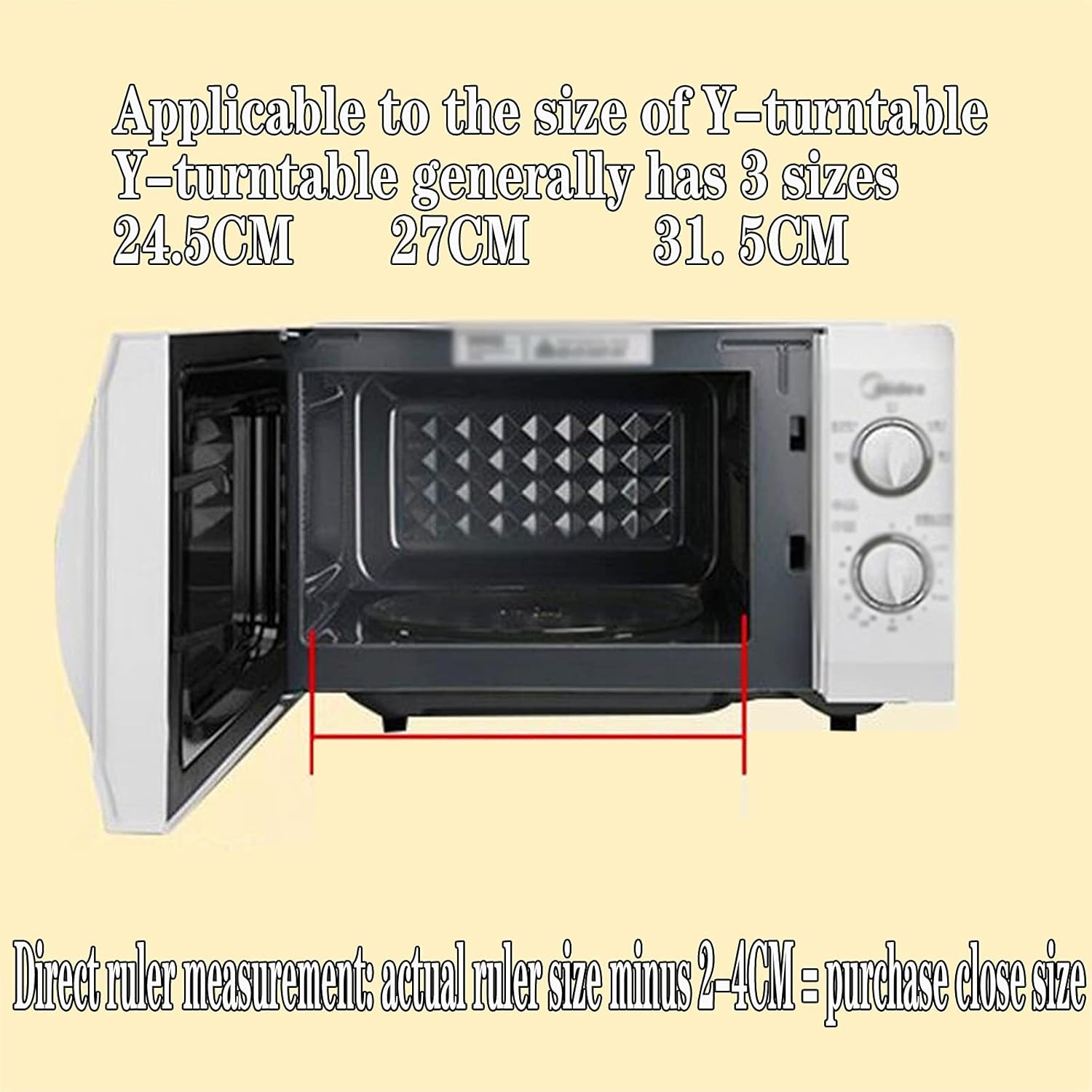 Turntable 24.5Cm Microwave Plate Round Glass Plate Turntable Replacement Plate with 3 Wheel Turntable Roller Ring Support 17.8 Cm A Plastic Core Y-Shaped Bottom Design
