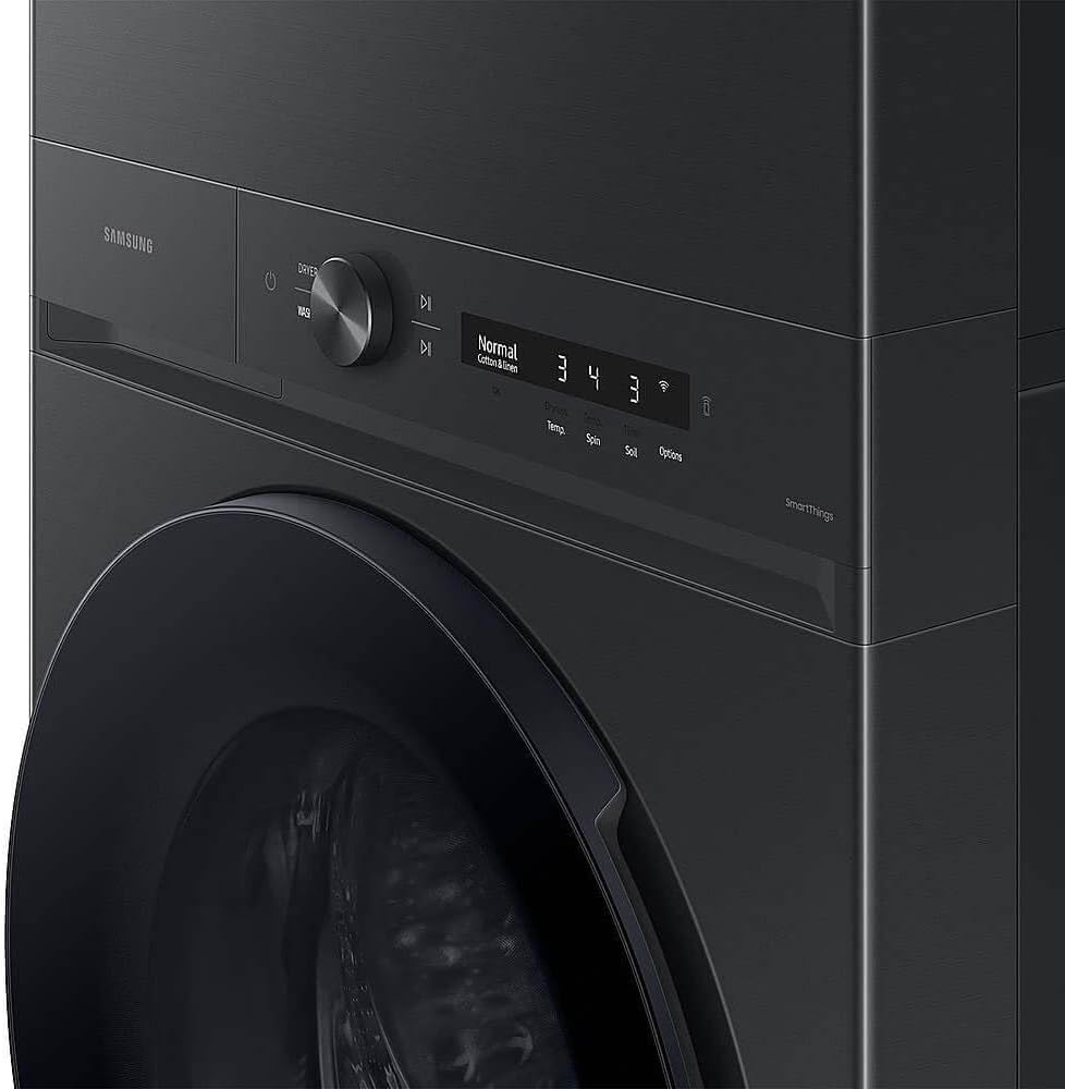 Samsung WH46DBH500EV 4.6/7.6 Cu. Ft. Brushed Black Bespoke AI Stacked Washer/Dryer