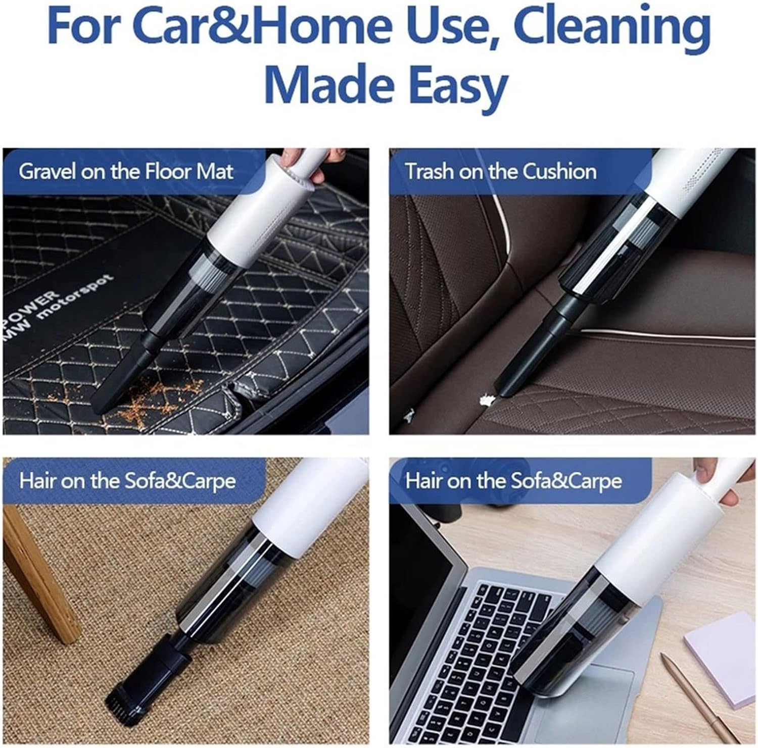 Hard Floor Vacuum Wireless Vacuum Cleaner Portable Handheld Car Household Dual-use Vacuum Cleaner Strong Suction Mini Cleaner (Color : Black)