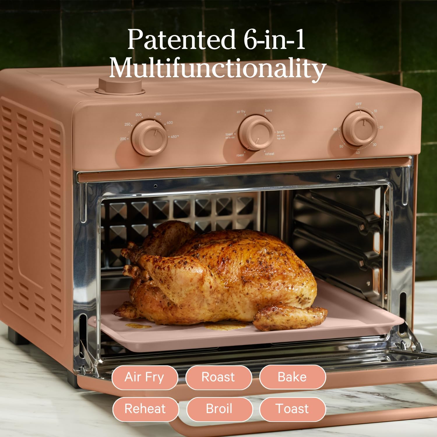 Our Place Large Wonder Oven | 6-in-1 Stainless Steel Air Fryer Toaster Oven Combo with Basket, Rack, Pan & Tray | 3-Rack, 32 QT, Large Capacity - Toast, Roast, Bake, Reheat, Broil & Steam | Spice