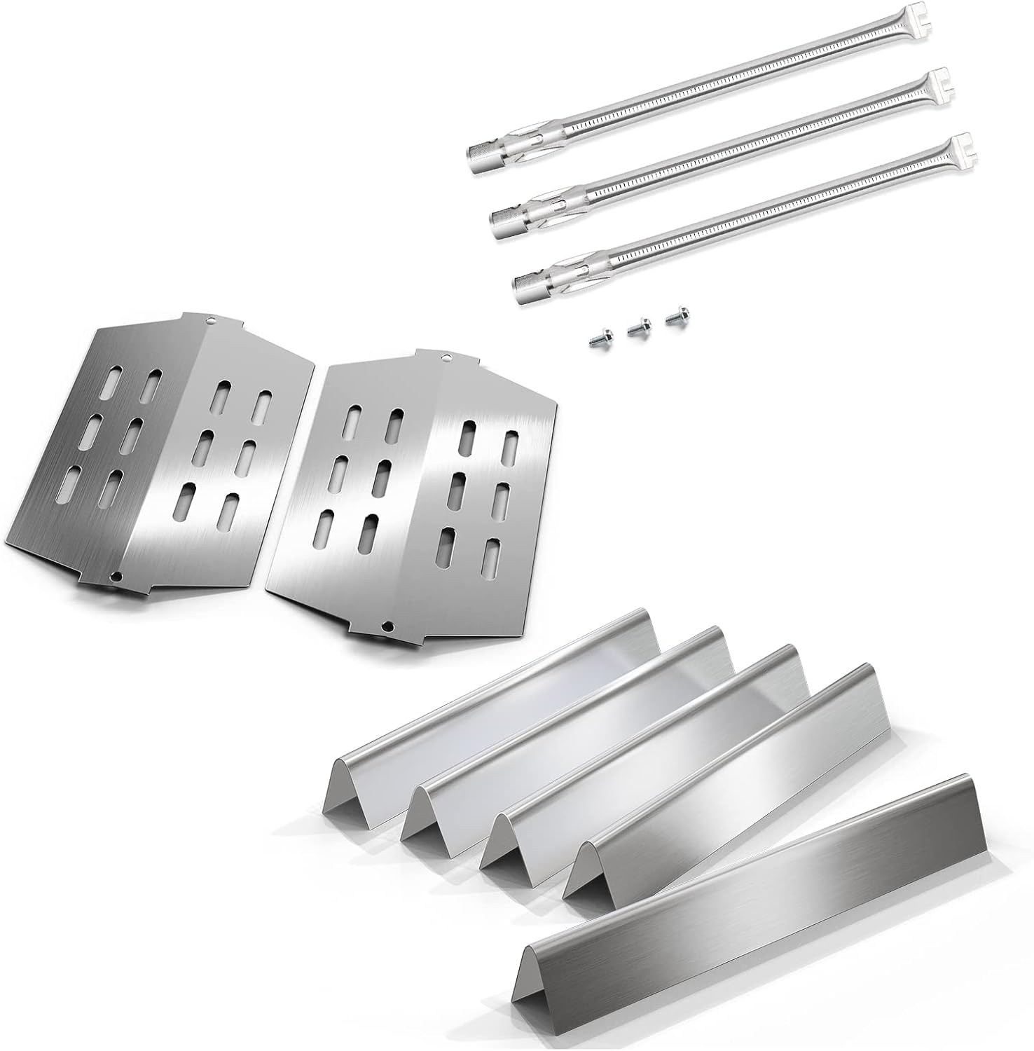 QuliMetal SUS304 Grill Burner, Stainless Steel Flavor Bars and 65055 Heat Deflector for Weber Genesis 300 Series (2011-2016), Genesis E310 E320 E330 S310 S320 S330 Gas Grills with Front Control Panel