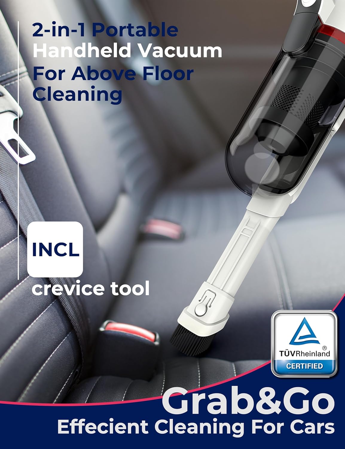 Roomie Tec SlimVac Pro Cordless Vacuum Cleaner for Home - 2200mAh Battery, High Suction Power, Lightweight, Detachable Handheld with HEPA Filter – Multi-Surface Cleaning for Carpets, Hard Floors, Cars