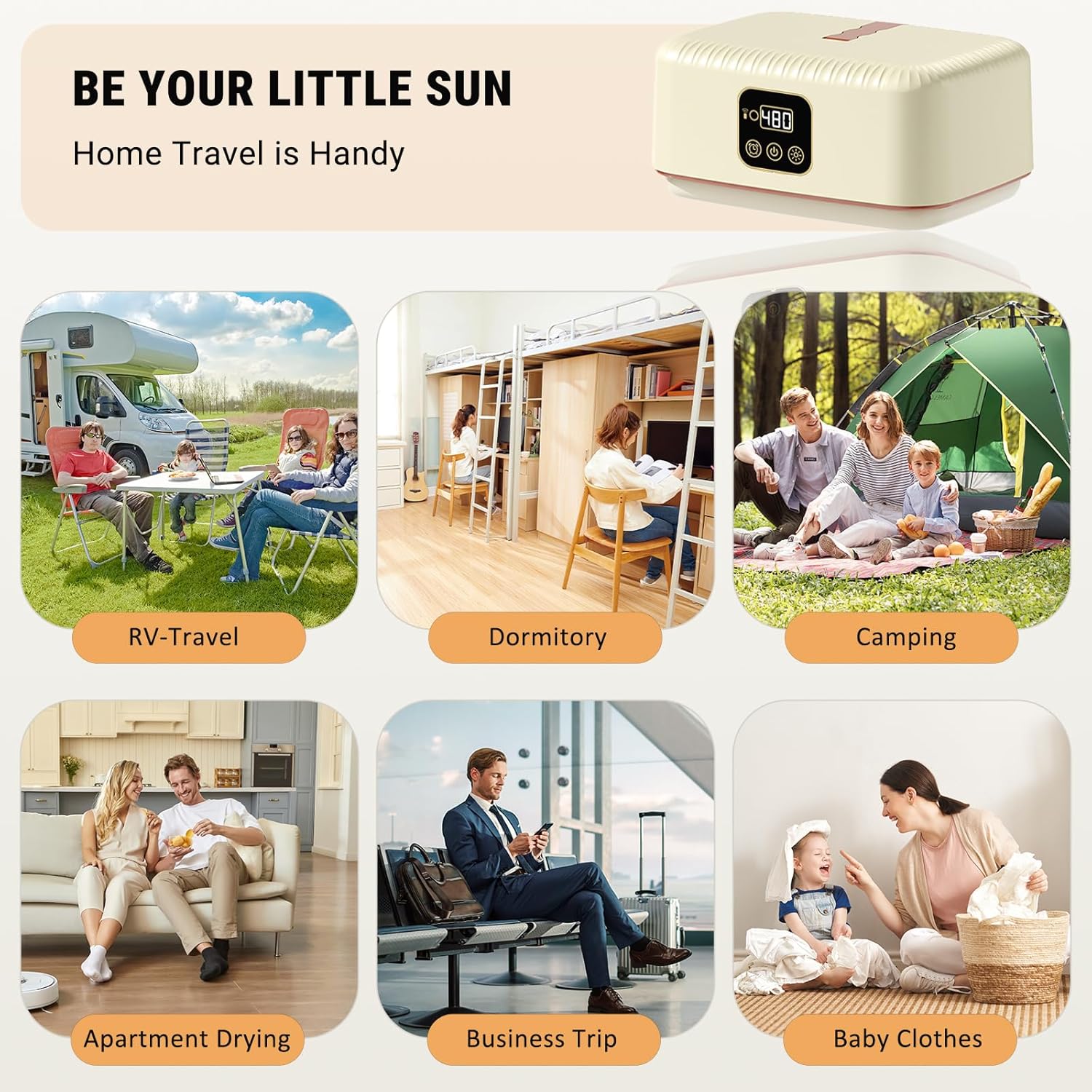 Portable Clothes Dryer Hold 9-12 Items, 8H Timer, w/Remote Control & Dry Bag, Mini Compact Foldable Fast Electric Dryer Machine for Laundry, Travel, Apartment, RV, Dorm, Low Noise, Energy Saving, 600W