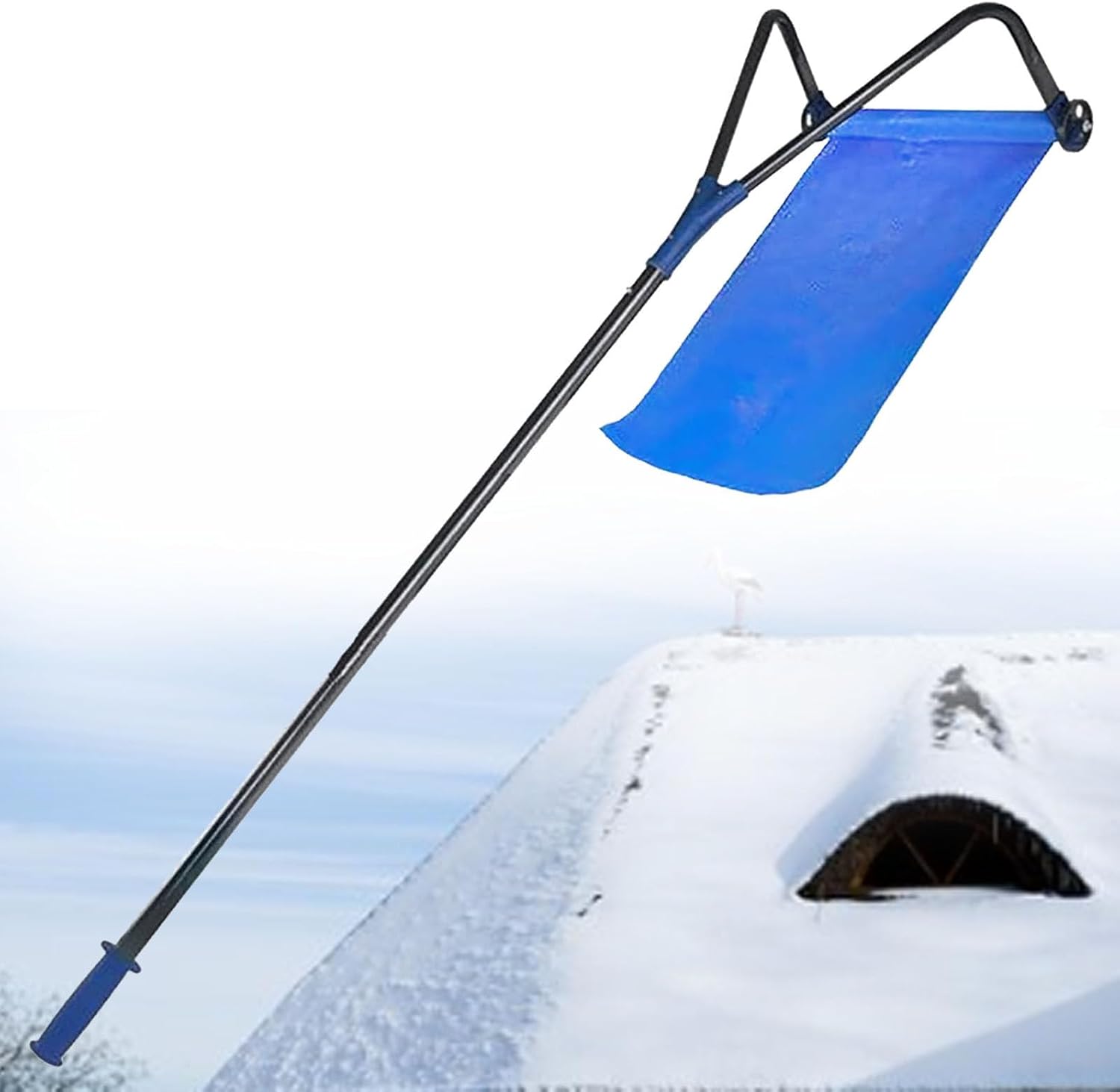 Lightweight Roof Snow Rake Removal Tool, Aluminum Snow Shovel for Easy Snow & Wet Leaf Clearance on House Roofs & Cars - Effective Snow Removal Solution