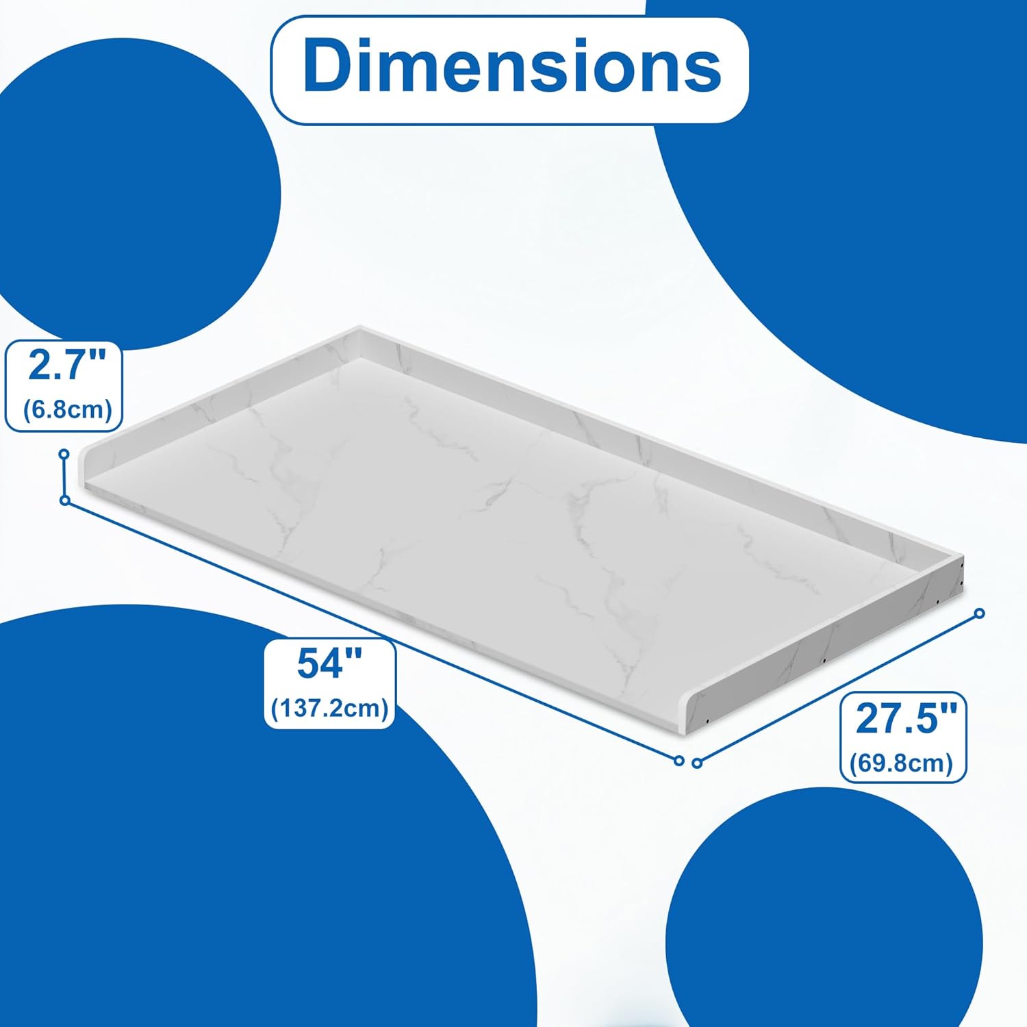 efluky Washer Dryer Countertop, Wood Countertop with Edge Rails for Laundry Room Organization and Storage, Washer Dryer Topper for Laundry Room, 27.5