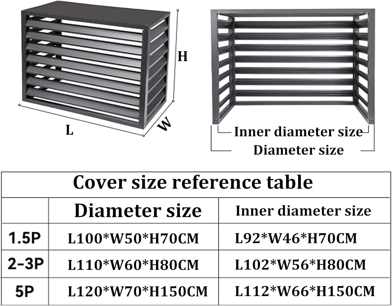 Cover for Outdoor Air Conditioning Cover Decorative Privacy Screen, Aluminum All-Weather Central Air Conditioner Protection Cover for Outside Units,freestanding Enclosure to Cover Garbage Or Ac Units