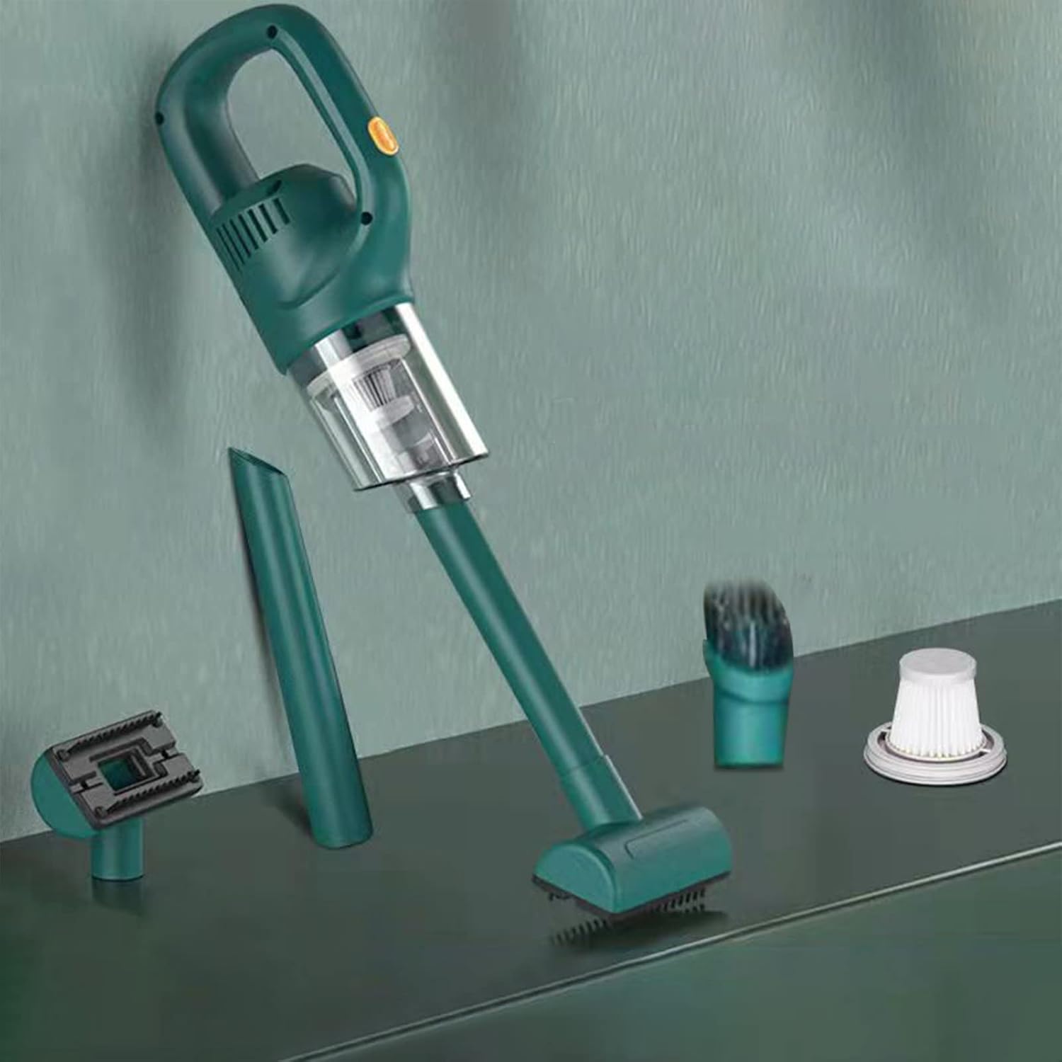 Portable Handheld Wireless Car Vacuum Cleaner Household Compact & Large Suction Mini Vacuum Cleaner Cordless, Light Weight Strong Suction Deep Cleaning (Green)