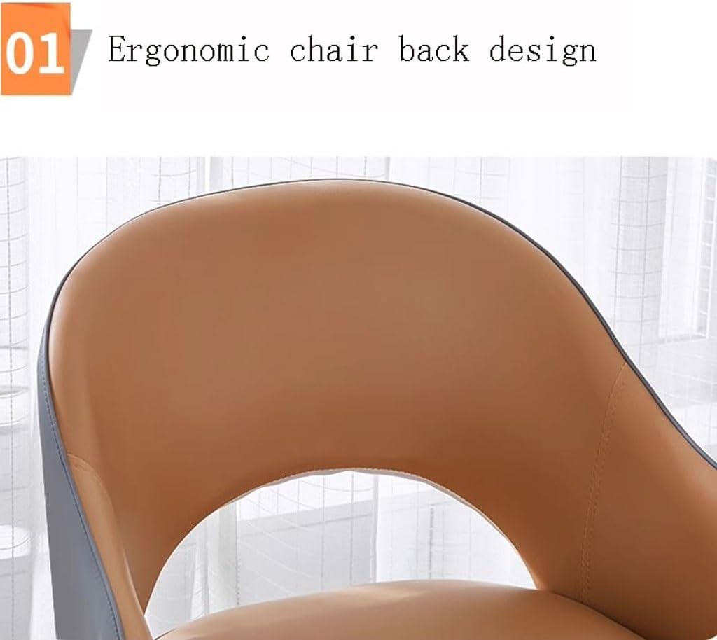 AYARNA Kitchen Dining Chairs 2 Piece Set Wear Resistant Leather Modern Living Dining Room Accent Arm Chairs Carbon Steel Legs Office Lounge Chair(Yellow+Grey)