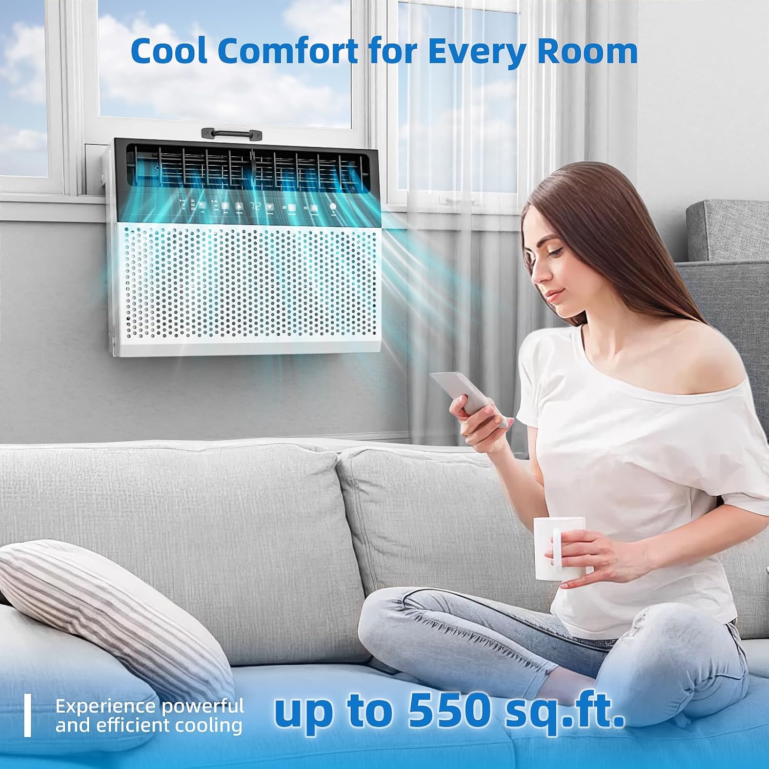 Antarctic Star 12,000 BTU U-Shaped Window Air Conditioners, Air Condtioner Window Unit Cools up to 550 Sq.Ft, Energy-saving Window AC Units, 6 Modes 24H Timer, Easy to Install, White