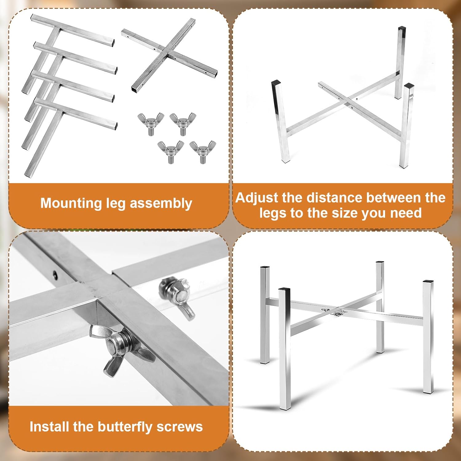 15-27 Inch Fire Pit Stand, Fire Pit Cooktop Frame Stainless Steel Camping Chiminea Rack for Outdoor Fireplace Holder Accessories Compatible with Bonfire Ranger