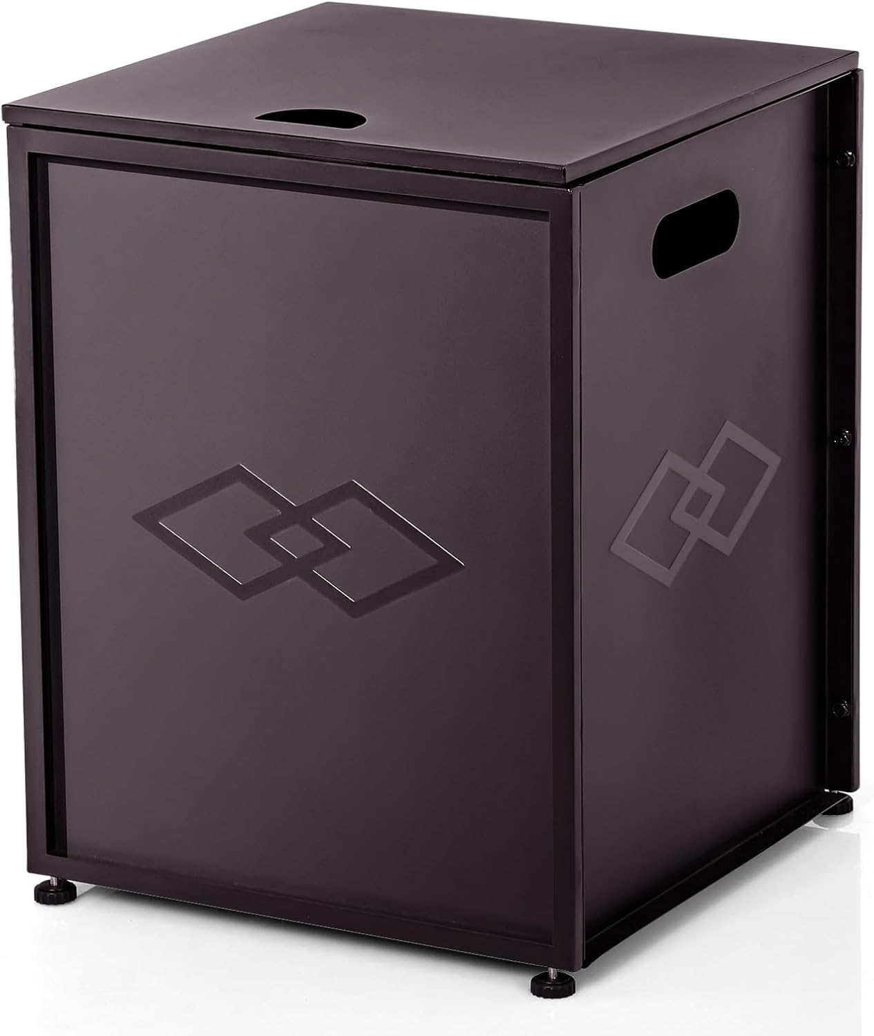 Garvee Propane Metal Tank Cover Table 16 in for Gas Fire Pits, Hides Any Standard 20 LB Propane Tanks, Hideaway Table with Side Handles, Brown