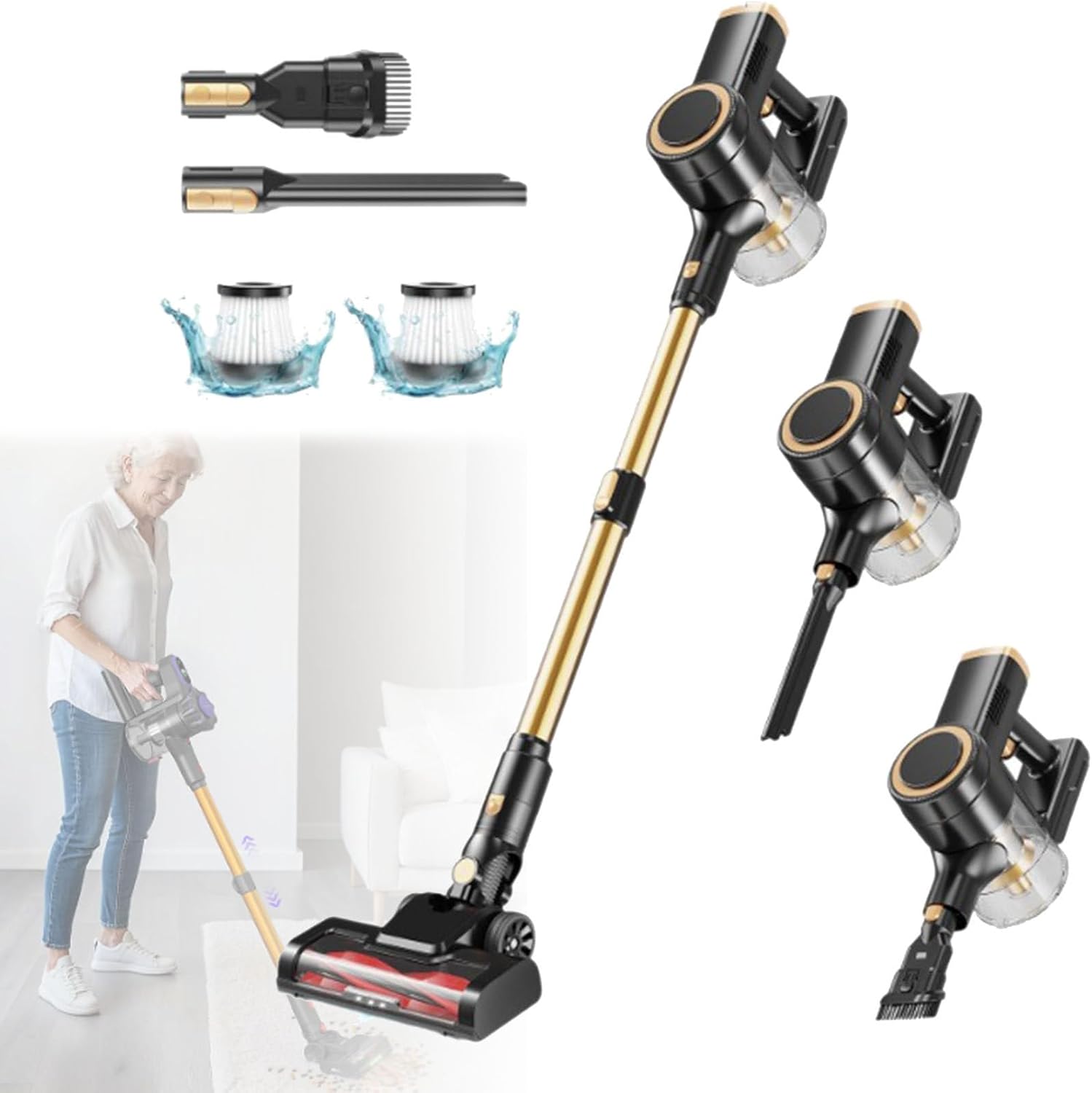 Cordless Vacuum Cleaner, Stick Vacuum with Speed Suction, Wall-Mounted Charging and LED Display, tick Hoover, Pet Hair, Carpet & Hard Floor Clean