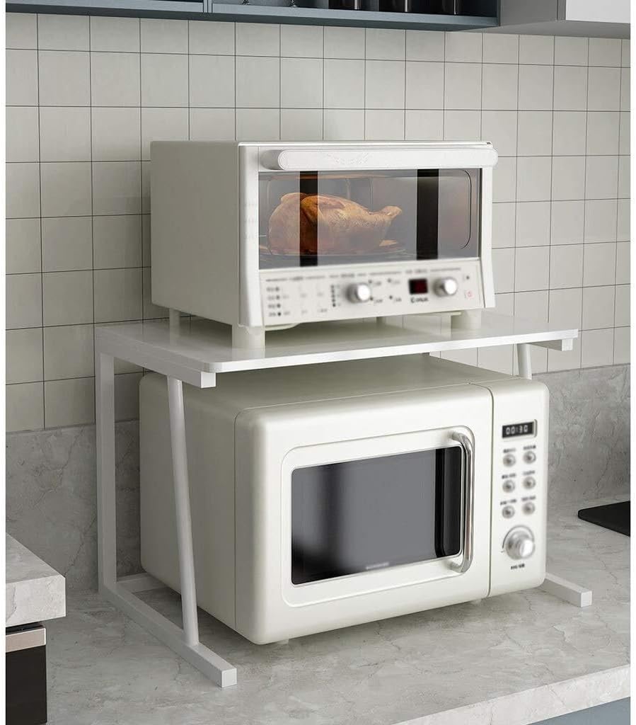 Double-Layer Microwave Shelf, Metal Kitchen Countertop Oven Rack, Space-Saving Storage for Home, Apartment, or Restaurant