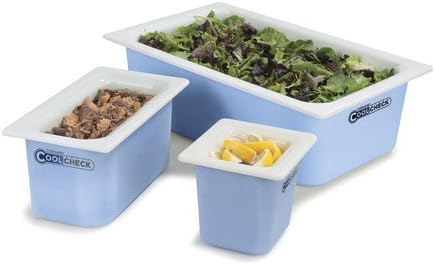Carlisle FoodService Products Coldmaster Coolcheck Plastic Food Pans, Cold Food Pan for Catering, Kitchens, Restaurants, 6 Quarts, White, Blue