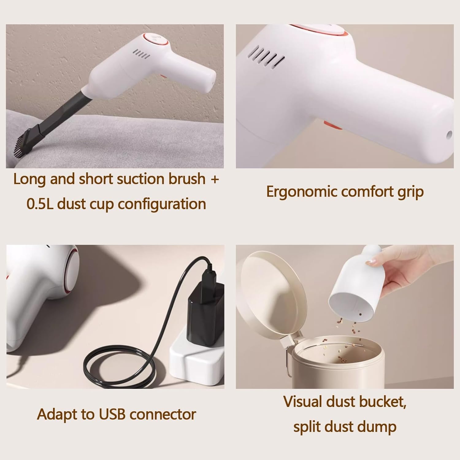 VELPEN Handheld Vacuum Cordless, 45Kpa Car Vacuum Cleaner High Power, 3-in-1 Mini Dust Buster Vac with Duster Crevice, HEPA Filter, Rechargeable USB, Max 70 Min Runtime
