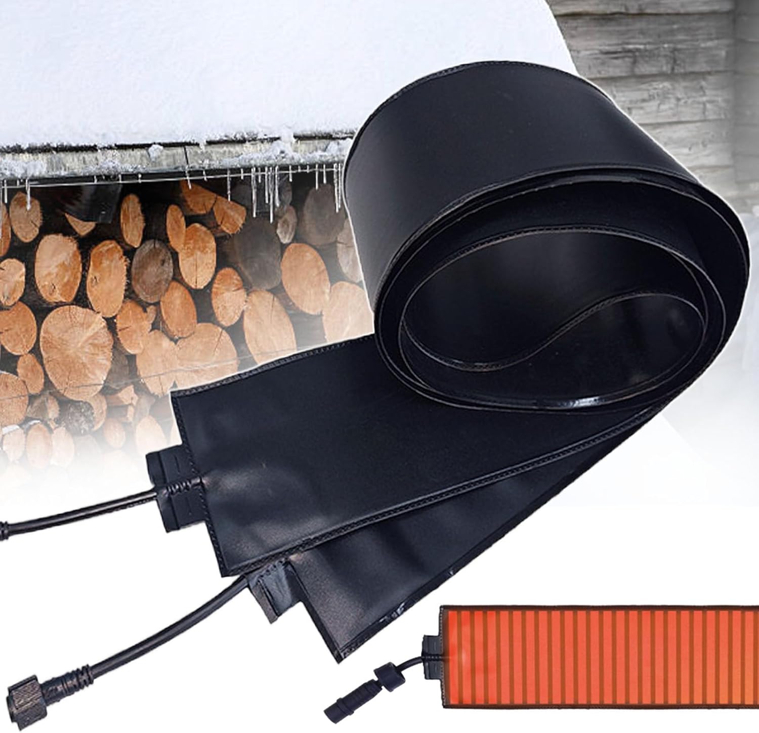 Outdoor Snow Melting Pads for Roof Gutters, Graphene Technology, Instant Heat Upon Powering On, Up to 113°F/45°C, Gutters Heated Snow Melting Mats, 12 cm Wide Design 180cm/5.91ft