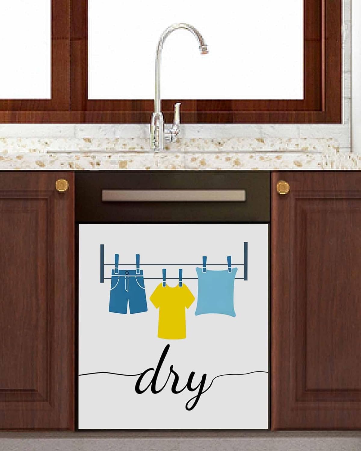 Dishwasher Magnet Cover, Laundry Room Dishwasher Lid Magnetic Kitchen Sticker, Modern Minimalist Drying Clothes Resuable Refrigerator Magnet Covers Panel Decal Fridge Kitchen Appliance 23''x26''