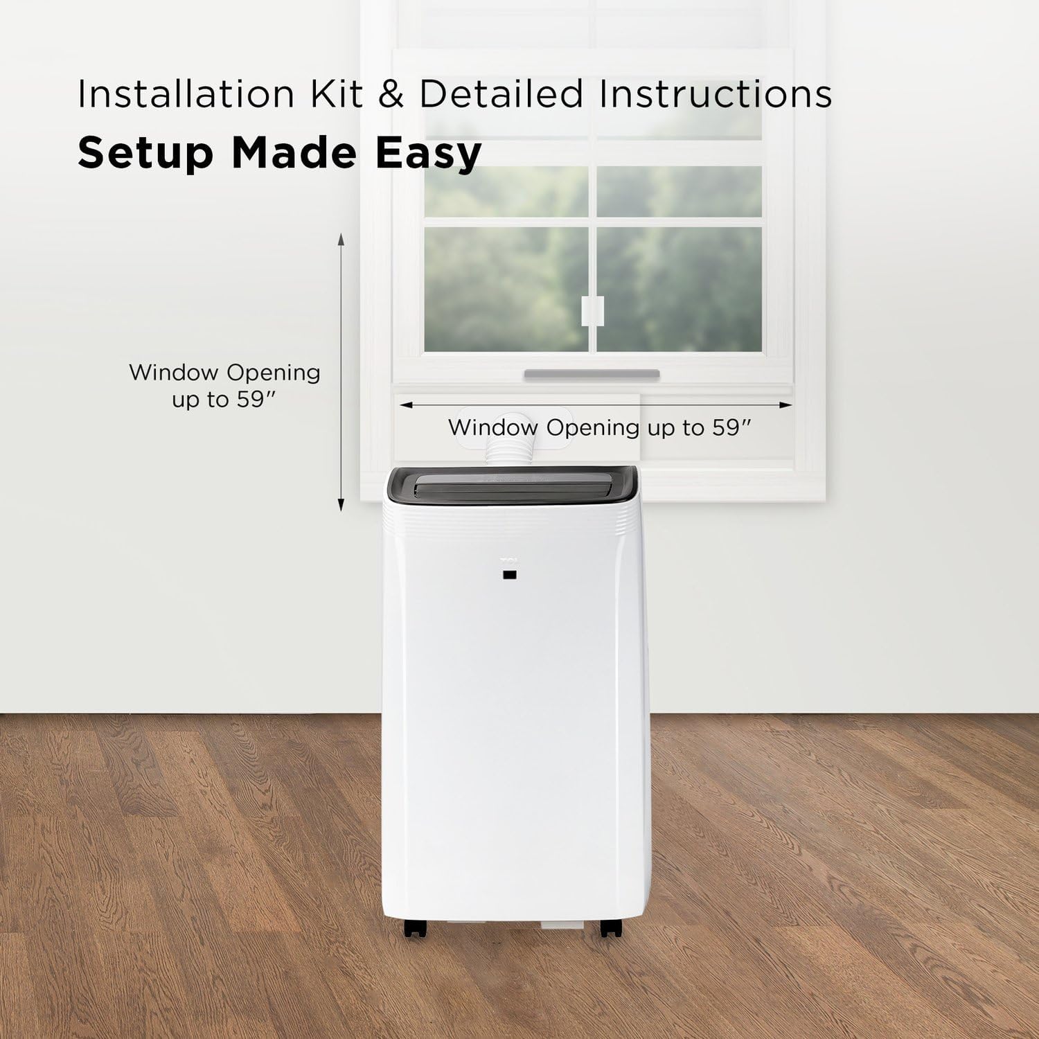TCL H8P36W 8,000 SACC BTU Smart Portable Air Conditioner, Fan & Dehumidifier, 350 Sq. Ft, Remote Control, Compatible with Alexa/Google Assistant, Install Kit Included, White