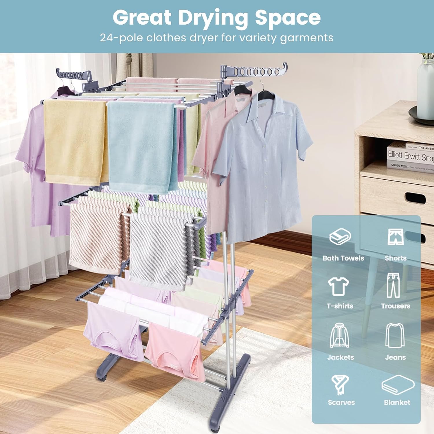 Clothes Drying Rack Foldable Drying Rack Clothing,Oversize 4 Tier(70