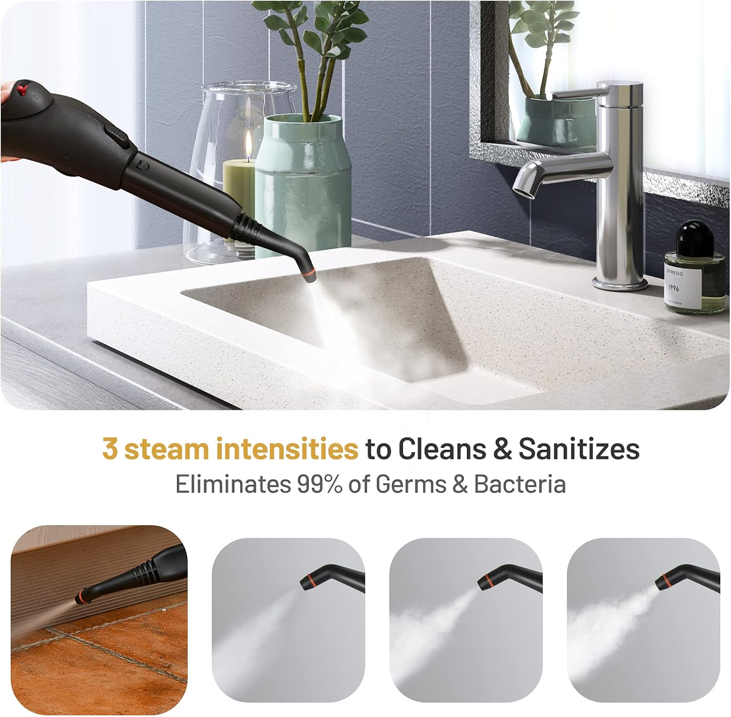 LDAILY 2000W Steam Cleaner with 19 Accessories, 1.5L Tank, Extra-Long Power Cord, Chemical-Free Pressurized Cleaning, 2000W Multi-Purpose Steam Cleaning System, or Floors, Cars, Home Use (Red)