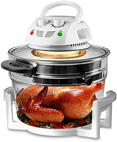 NutriChef Air Fryer, Infrared Convection Oven, Halogen Oven Countertop, Healthy Cooking, Stainless Steel, 13 Quart 1200W, Prepare Quick Healthy Meals, Great for French Fries & Chips (White)