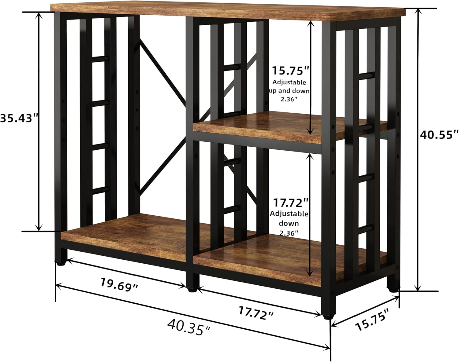 4-Tier Kitchen Baker's Rack, Mini Fridge & Microwave Oven Stand Table, 5 Tiers Coffee Bar Table, 20-29-37 Gallon Fish Tank Stand, Kitchen Organizer Shelf for Spices/Utensils Foods（Rustic Brown）