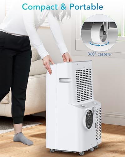 DEXSO 12000 BTU Portable Air Conditioner, 3-in-1 AC Unit for Rooms,Fast Cooling up to 400 Sq.Ft, with Built-in Dehumidifier, 24H Timer, Remote Control& Window Kit
