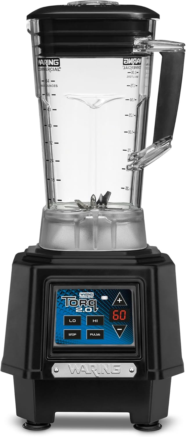 Waring Commercial TBB160P6 TORQ 2 Horsepower Blender, Electronic Keypad with 60-Second Countdown Timer and a 64 oz. BPA Free Copolyester Container, 120V, 5-15 Phase Plug