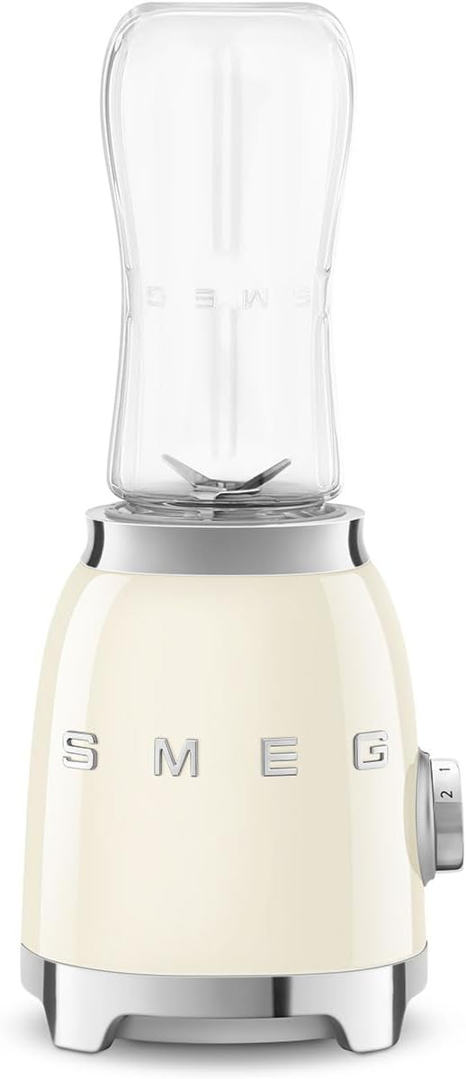SMEG 50's Retro Style Personal Blender with Backlit Knob and Two 600 ML BPA Free bottles PBF01CRUS Cream