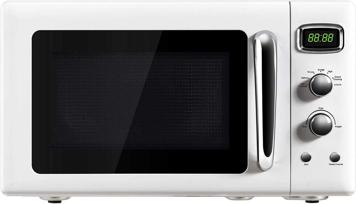 ARLIME Retro Microwave Oven, 900W/0.9Cu.Ft, Small Countertop Microwave w/Defrost & Auto Cooking, LED Display, Pull Handle, Easy Clean Stainless Steel Interior, Child Lock, ETL Certification