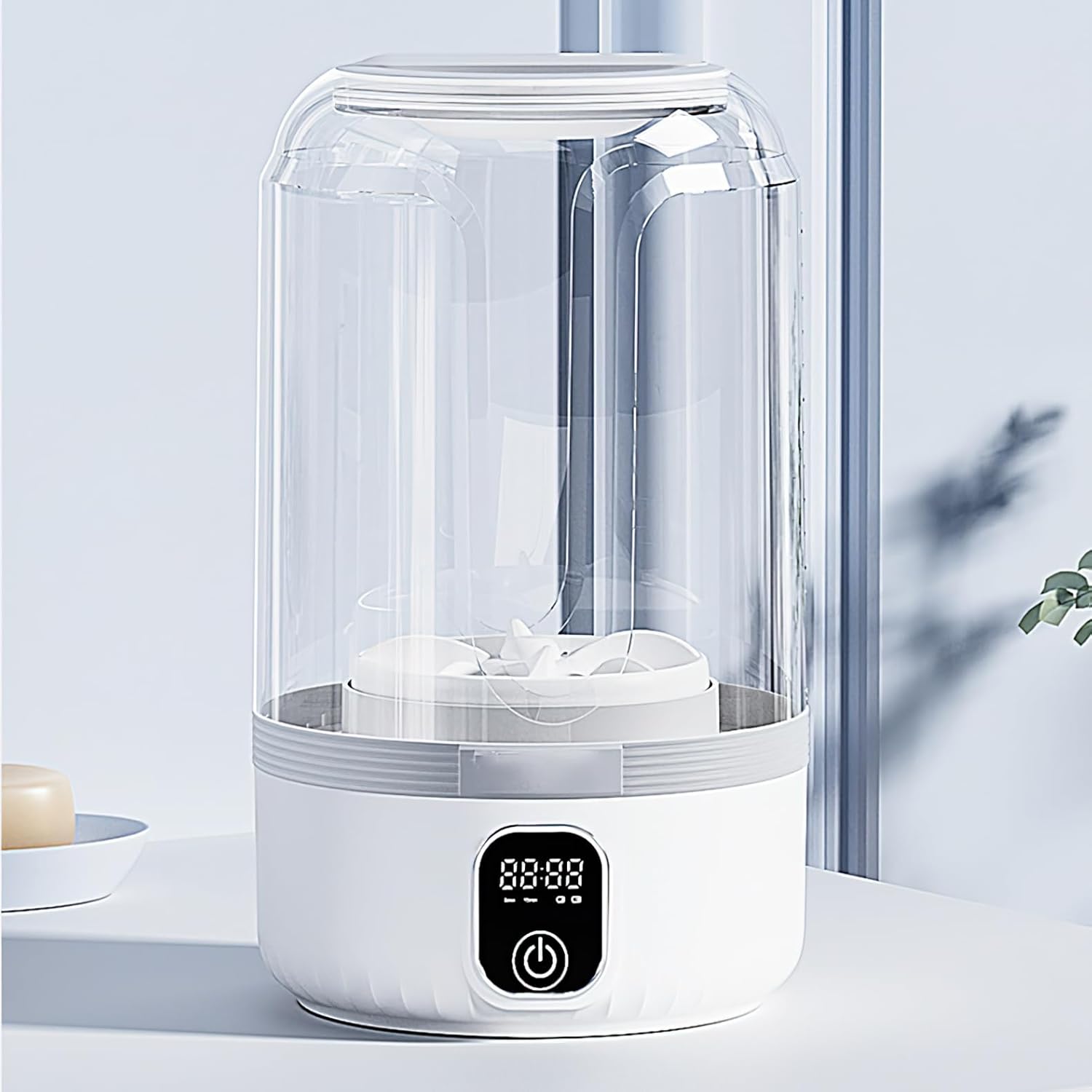 Portable Mini Washing Machine, Smart Digital Display, 7000mAh Battery Powered, Compact Travel Washer for Underwear, Socks (Advanced Edition)