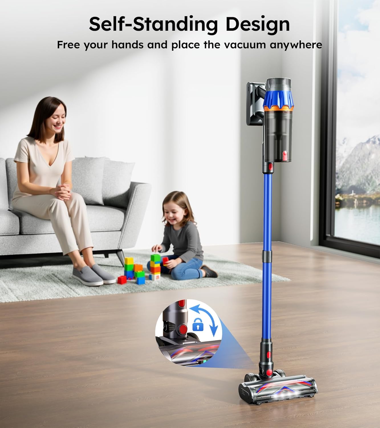 Cordless Vacuum Cleaner, Upgraded 600W 50KPA 70Mins Cordless Stick Vacuum Cleaner with Self-Standing and Smart Screen, Anti-tangle Wireless Vacumm, Vacuum Cleaners for Home/Pet Hair/Carpets/Floors