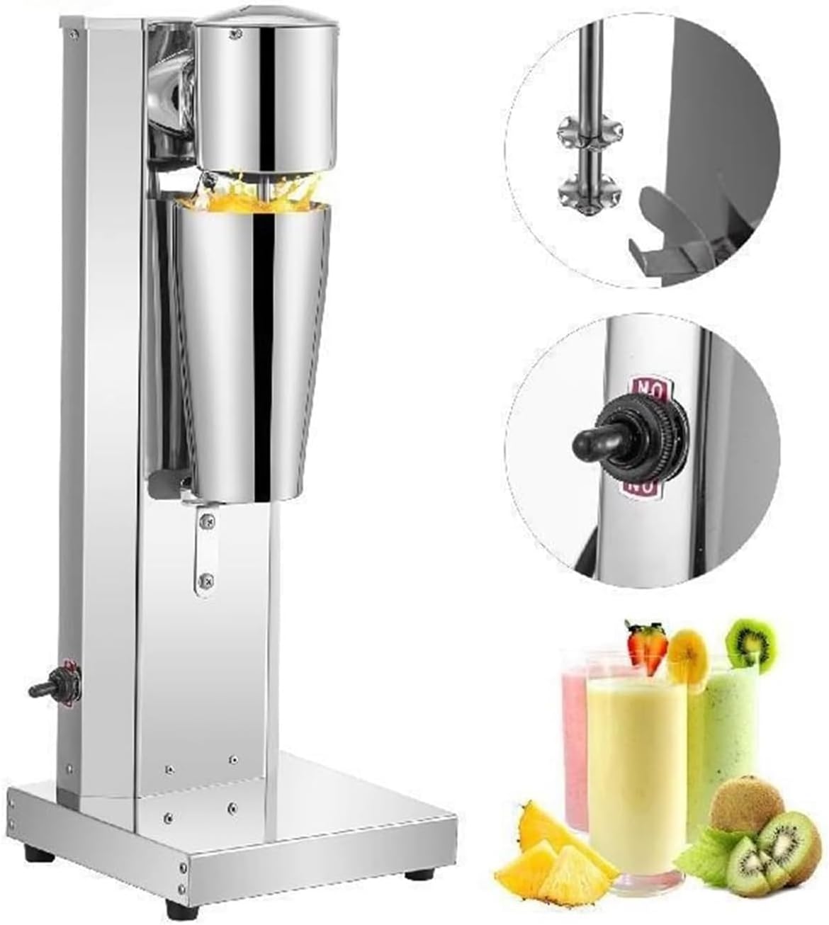 Commercial Milkshake Machine 800ml Stainless Steel Electric Single Head Milk Bubble Tea Stirring Machine Smoothie Blender