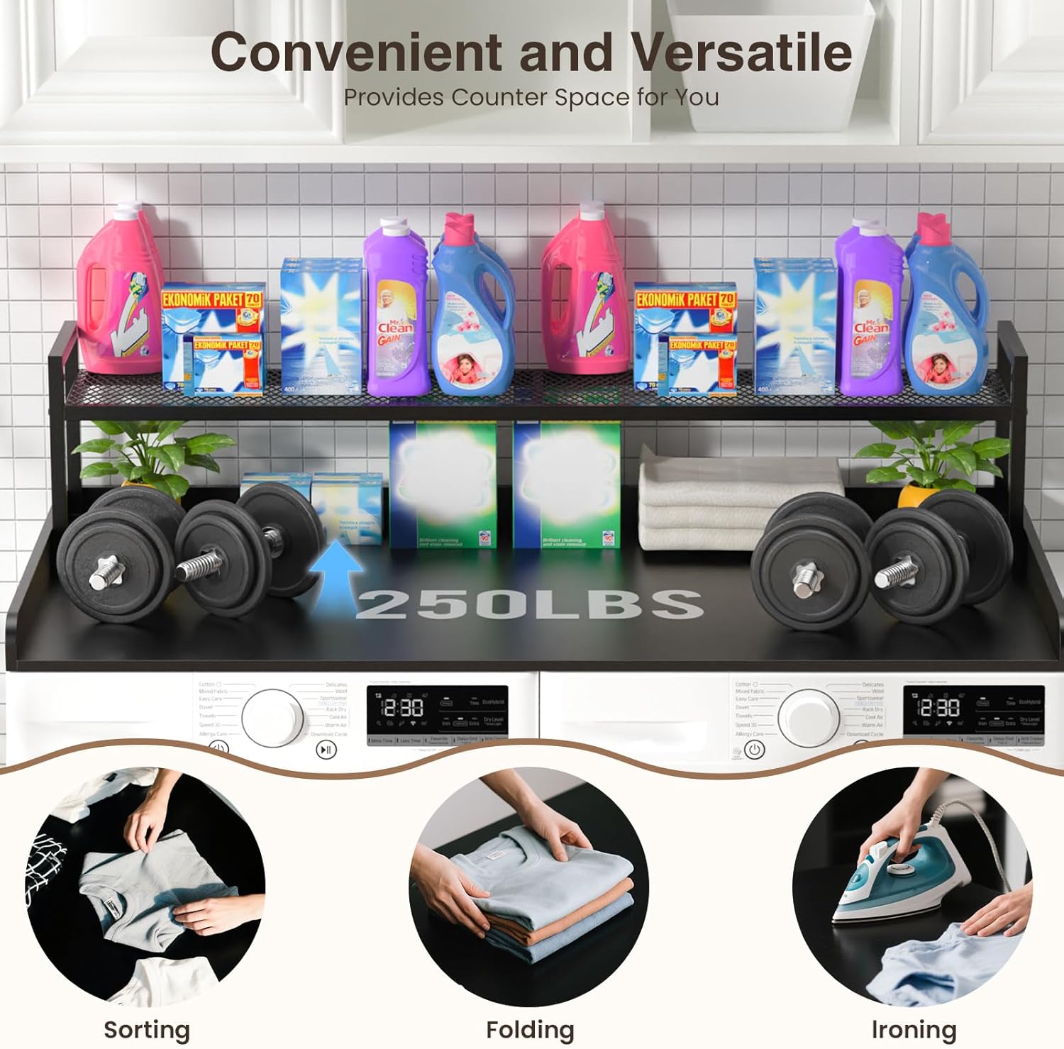 Washer Dryer Countertop with Shelf, 54