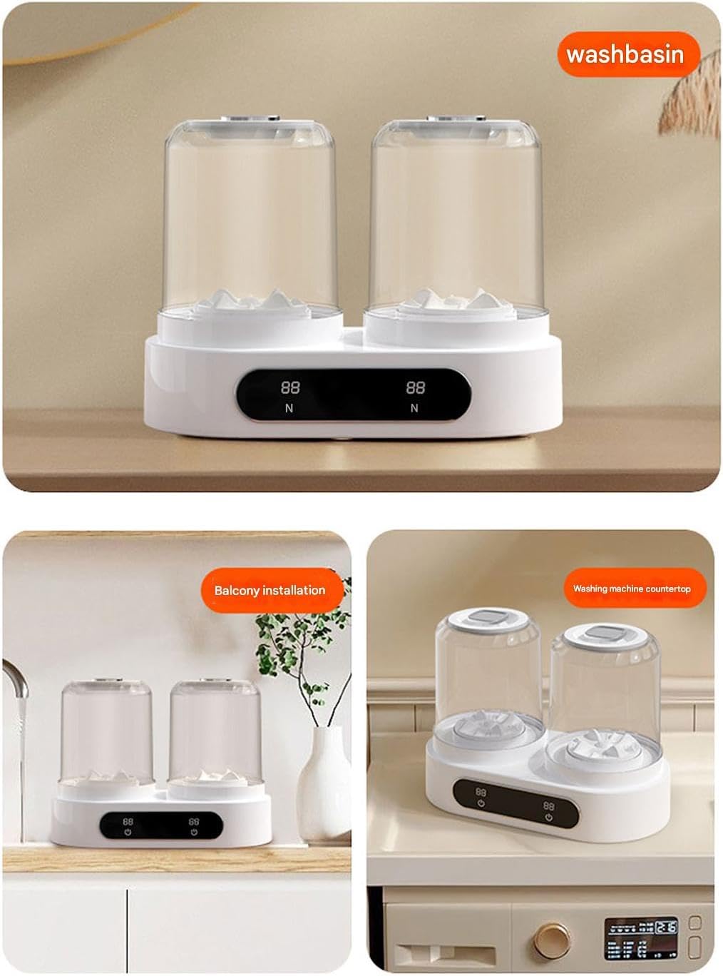 Miniature Portable Twin Tub Washing Cup Bucket Laundry for Underwear Socks Efficient Travel Home Dorm Use