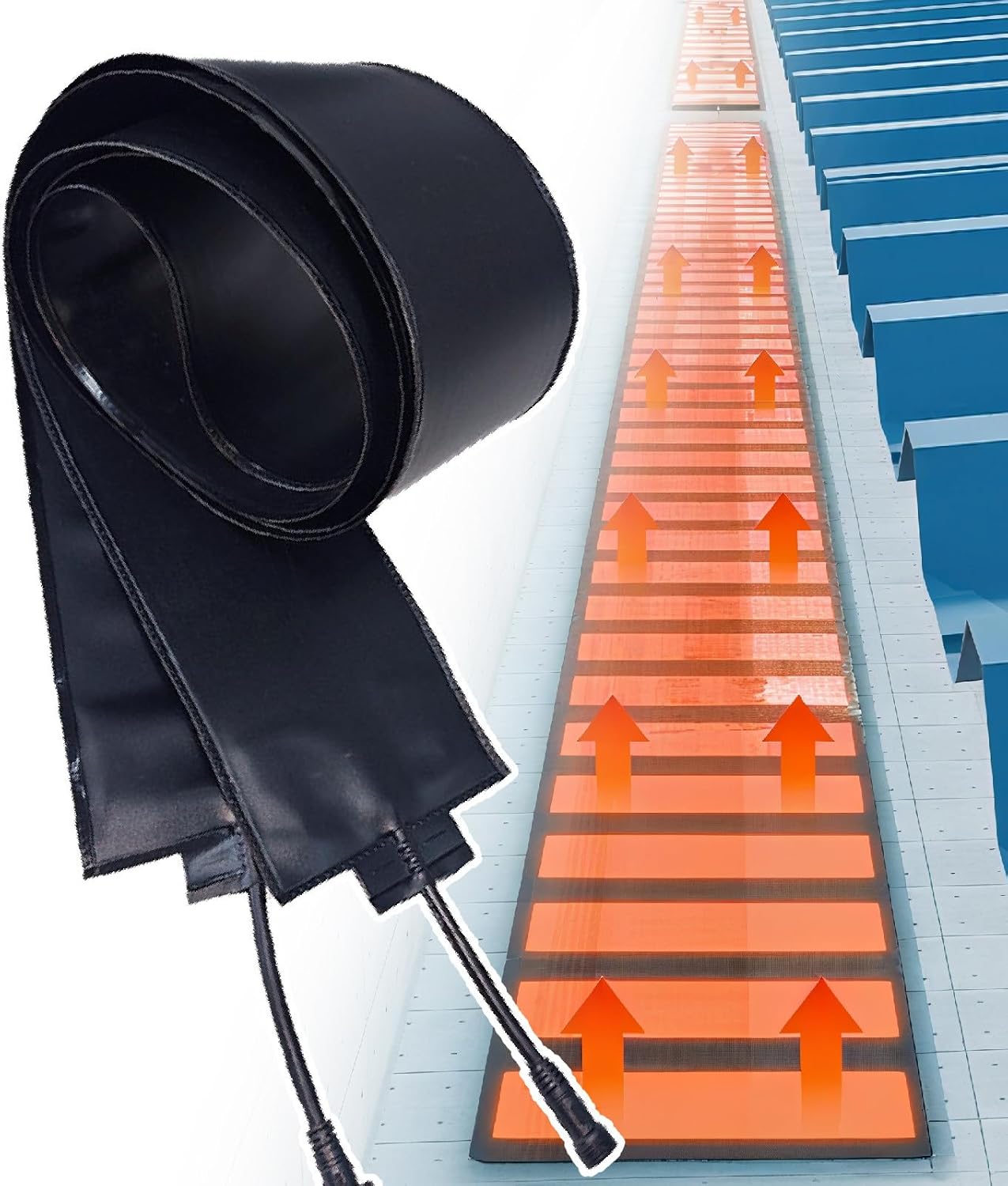 Outdoor Electric Snow Melting Mats/Roof and Valley Heaterwith Instant Graphene Heating (Up to 50°C) - Stops Ice Dams, Gutter Clogs - DIY Connectable Design,PVC Flexible Material 760cm