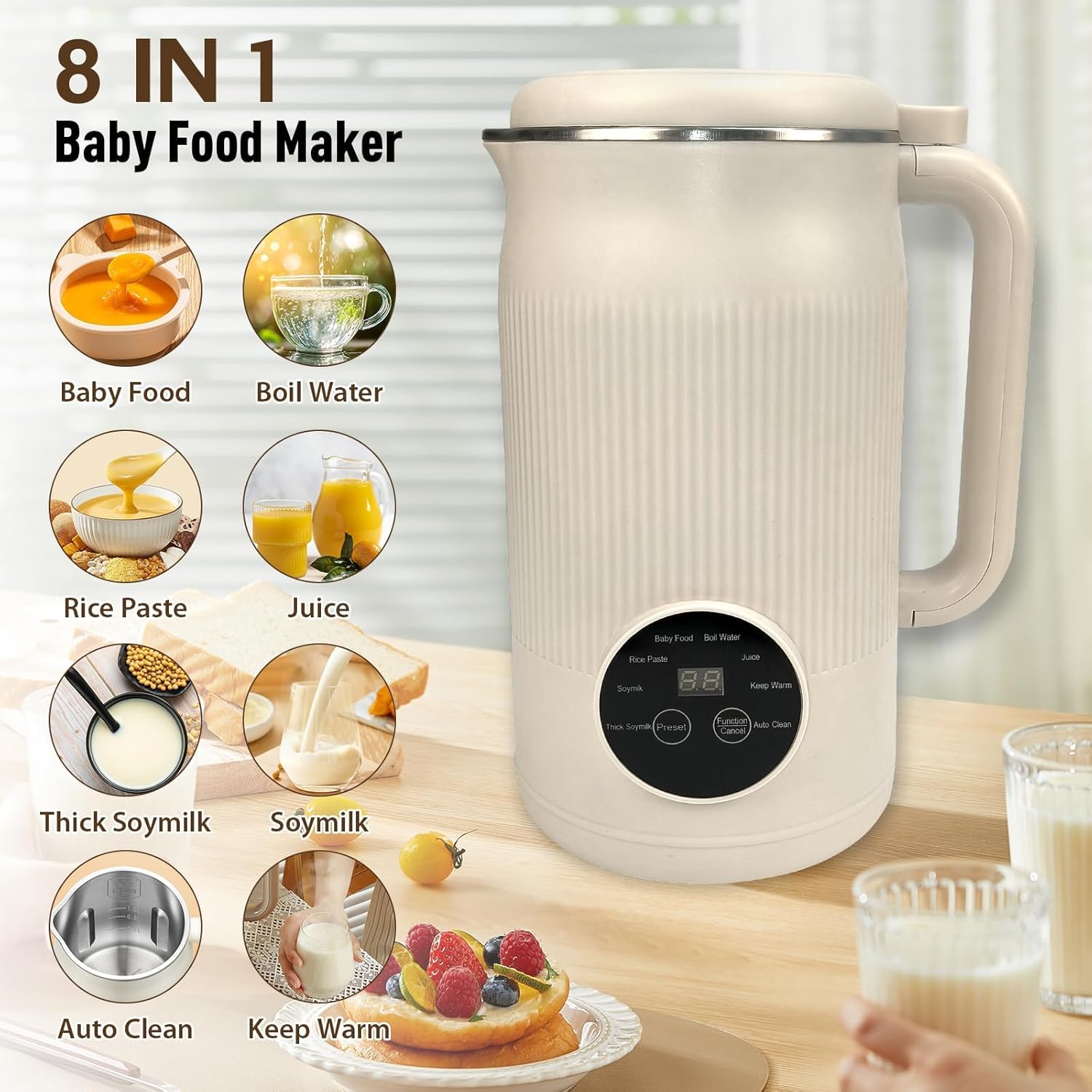 The 8-in-1 Multifunction Nut Milk & Juice Maker, 2026 Upgraded Automatic Nutmilk Maker, Eight Modes, One-Button Self-Cleaning with Timer and Keep-Warm, Suitable for Home Kitchen