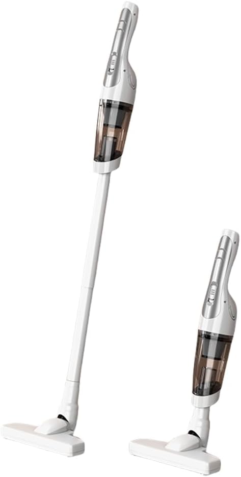 Rechargeable Cordless Vacuum Cleaner, 12KPa Powerful Suction Stick Vacuum Cordless Upright Vacuum Cleaners with HEPA Filter, Quiet Household Vacuum Cleaner for Pet Hair, Hardwood, Carpet (White)